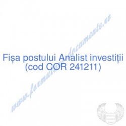 Analist investiţii (cod COR...