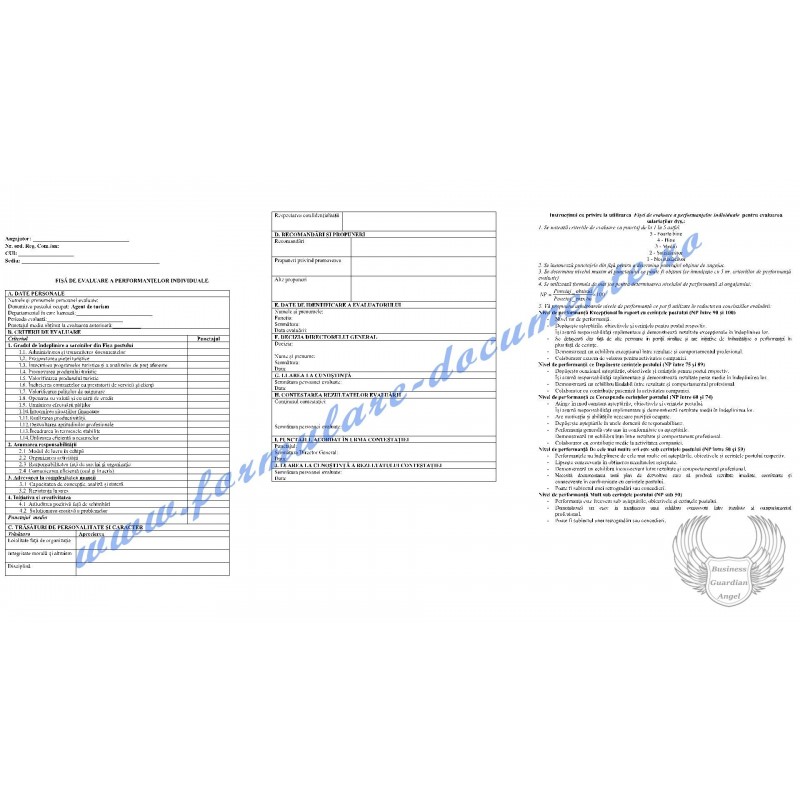 Fișa postului și Fișă de evaluare a performanțelor individuale pentru